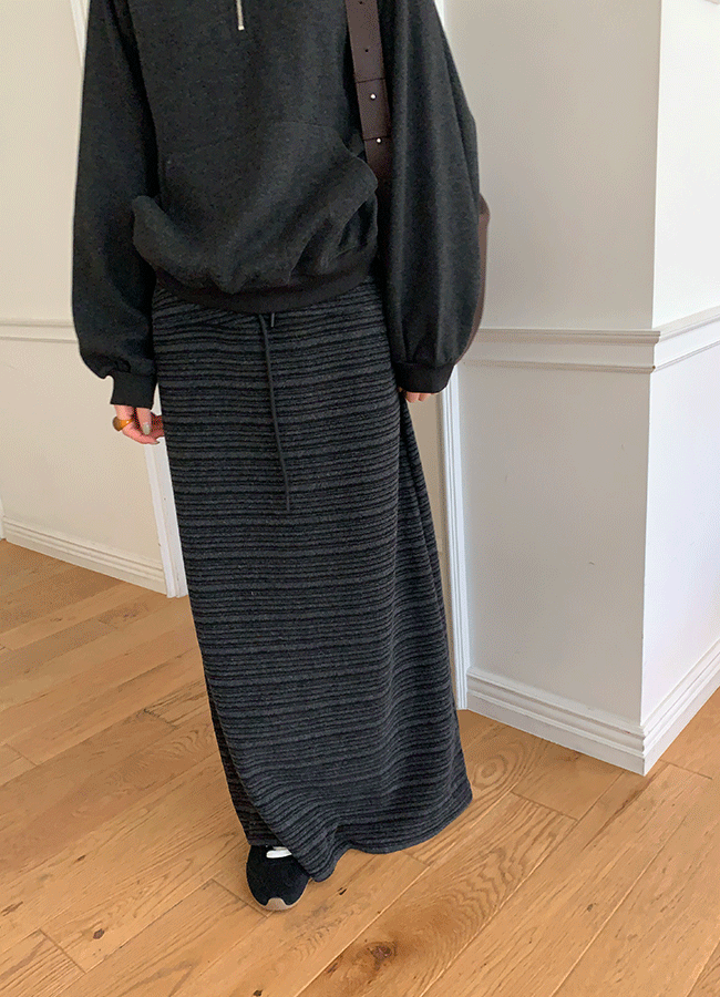 유이니 [기모] Prima stripe long skirt (1color)