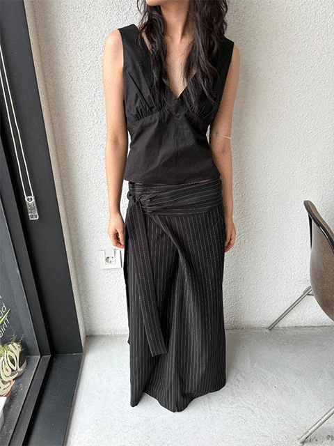 wrap stripe skirt (2color)