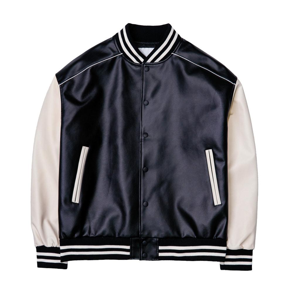 비건레더 라이닝 바시티 자켓 (블랙)