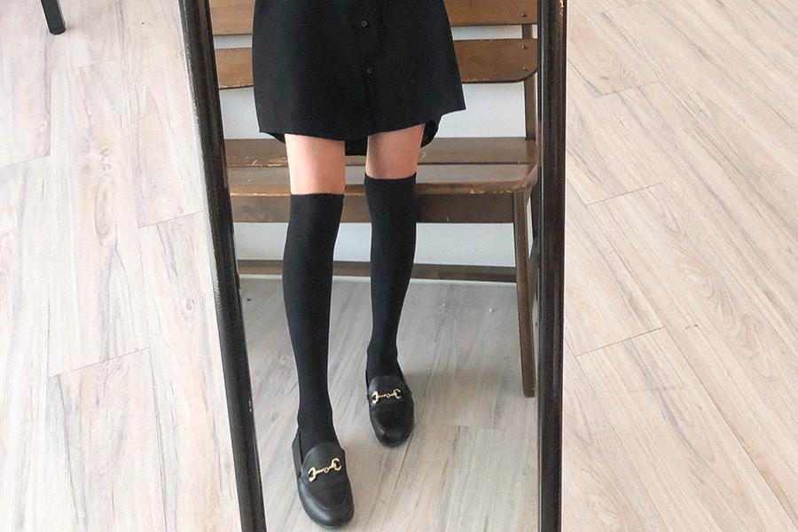 바이너리원 [1+1]코튼 데일리 오버니삭스양말