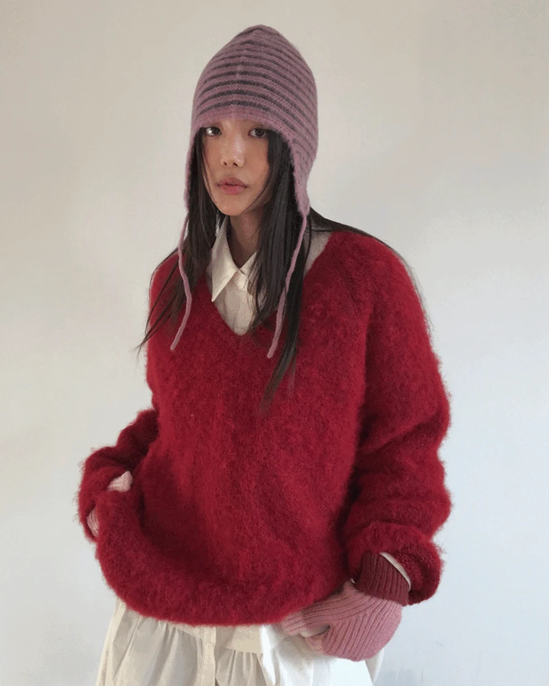 [오늘출발/MD추천]울터치 브러쉬 V 니트 (4color) *블루그린, 아이보리 당일 발송 가능!