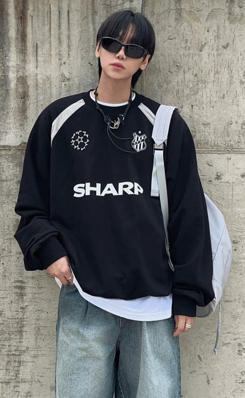 블록 오버핏 맨투맨