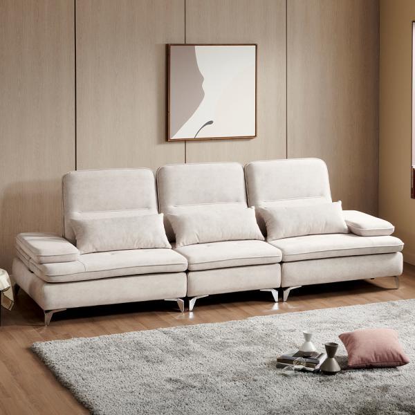 엠마 이지클린 조야원단 등받이조절 4인 소파 (쿠션포함) - 3color