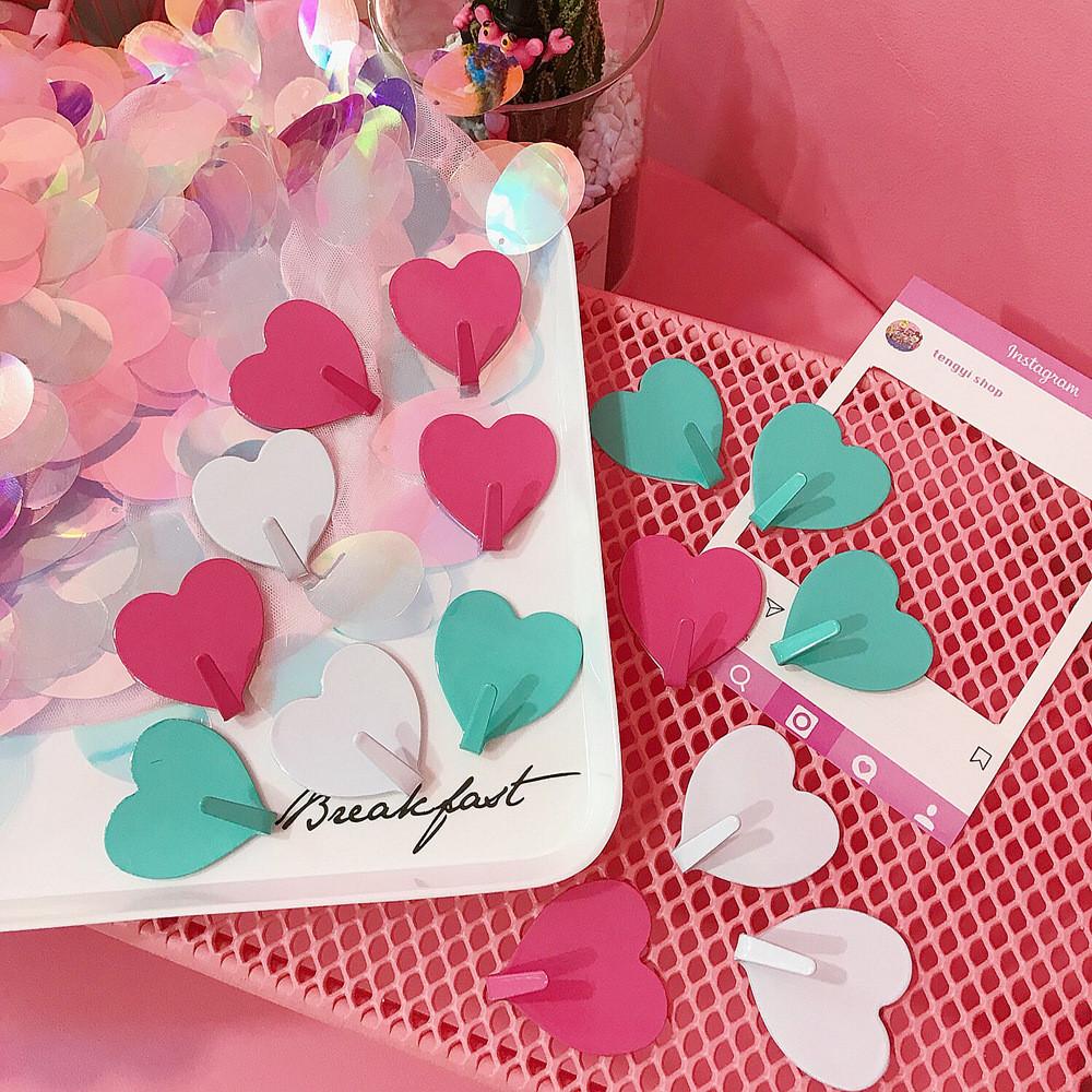 D655 하트 핑크 화이트 그린 소품걸이 5매입  3colors