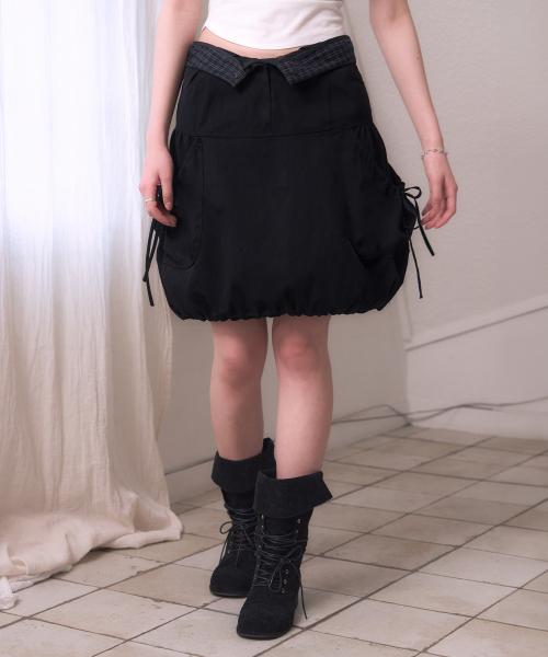 미오 셔링 벌룬 스커트 [BLACK]