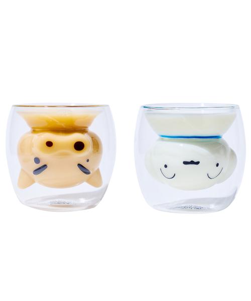 짱구 흰둥이 부리부리대마왕 얼굴모양 유리컵 세트 (2P)