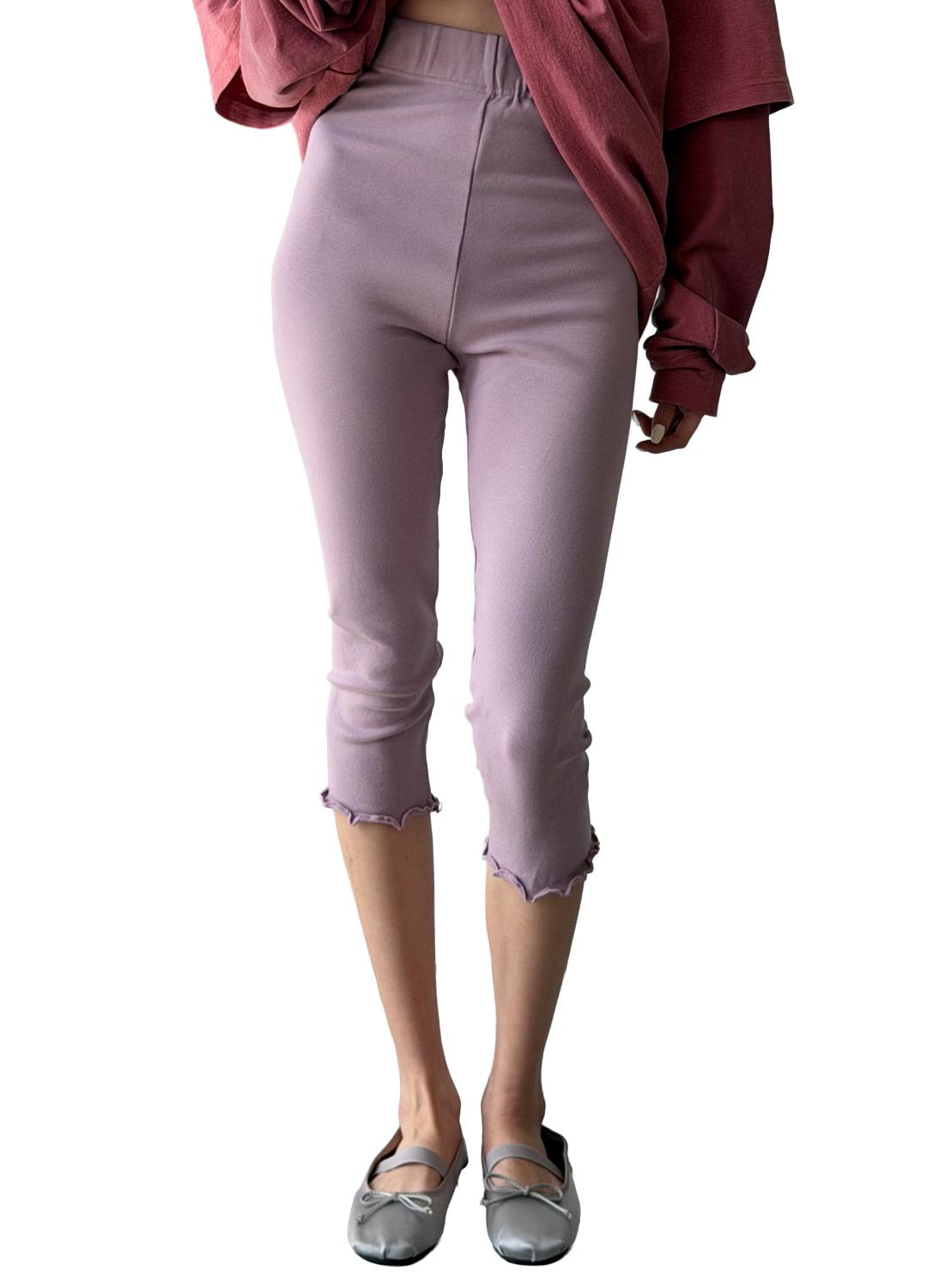 (Lavender)High-Waisted Cotton Spandex Capri Leggings 하이웨스트 면스판 7부레깅스(라벤더)