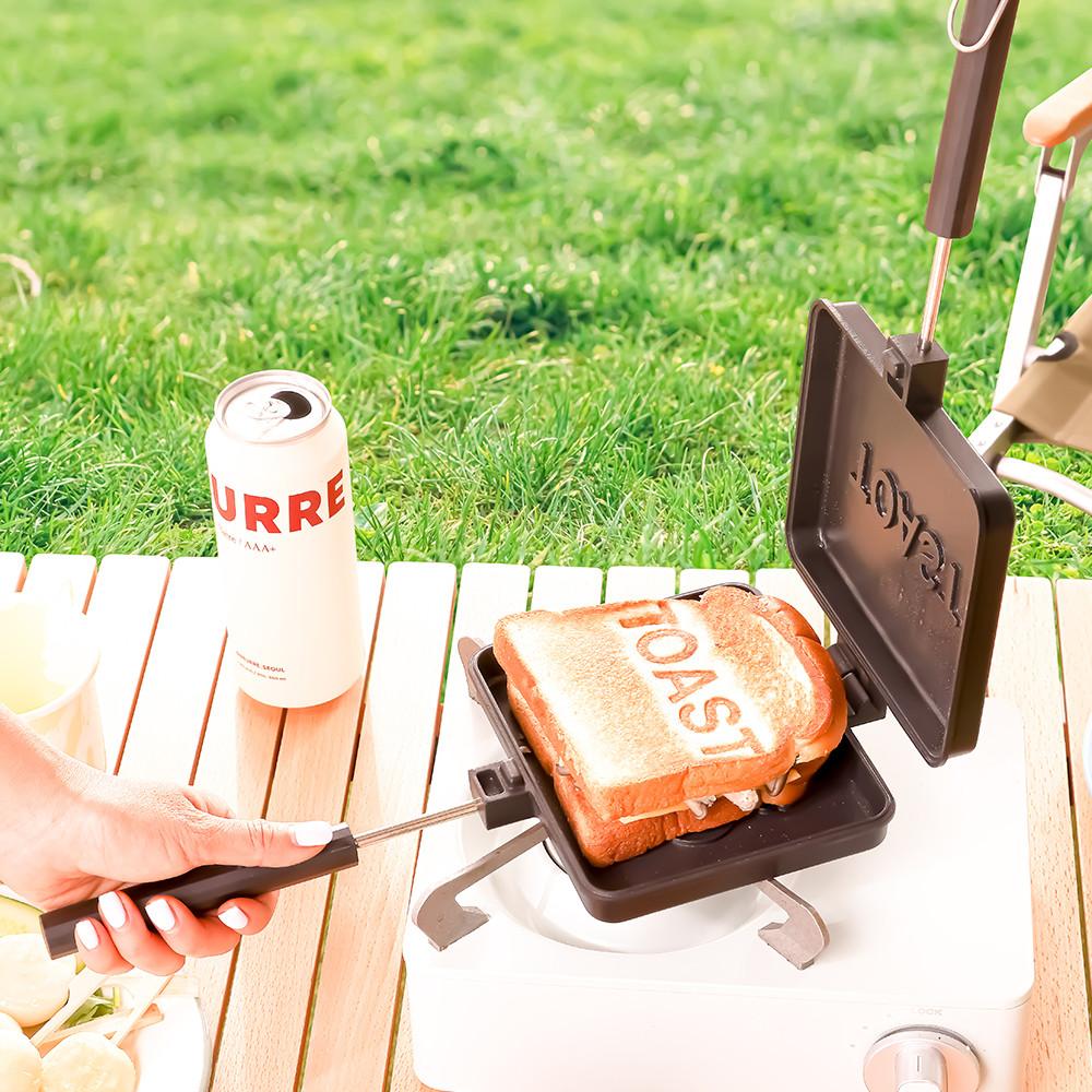 멜로우 레터링 토스트팬, 스마일 캠핑 샌드위치팬