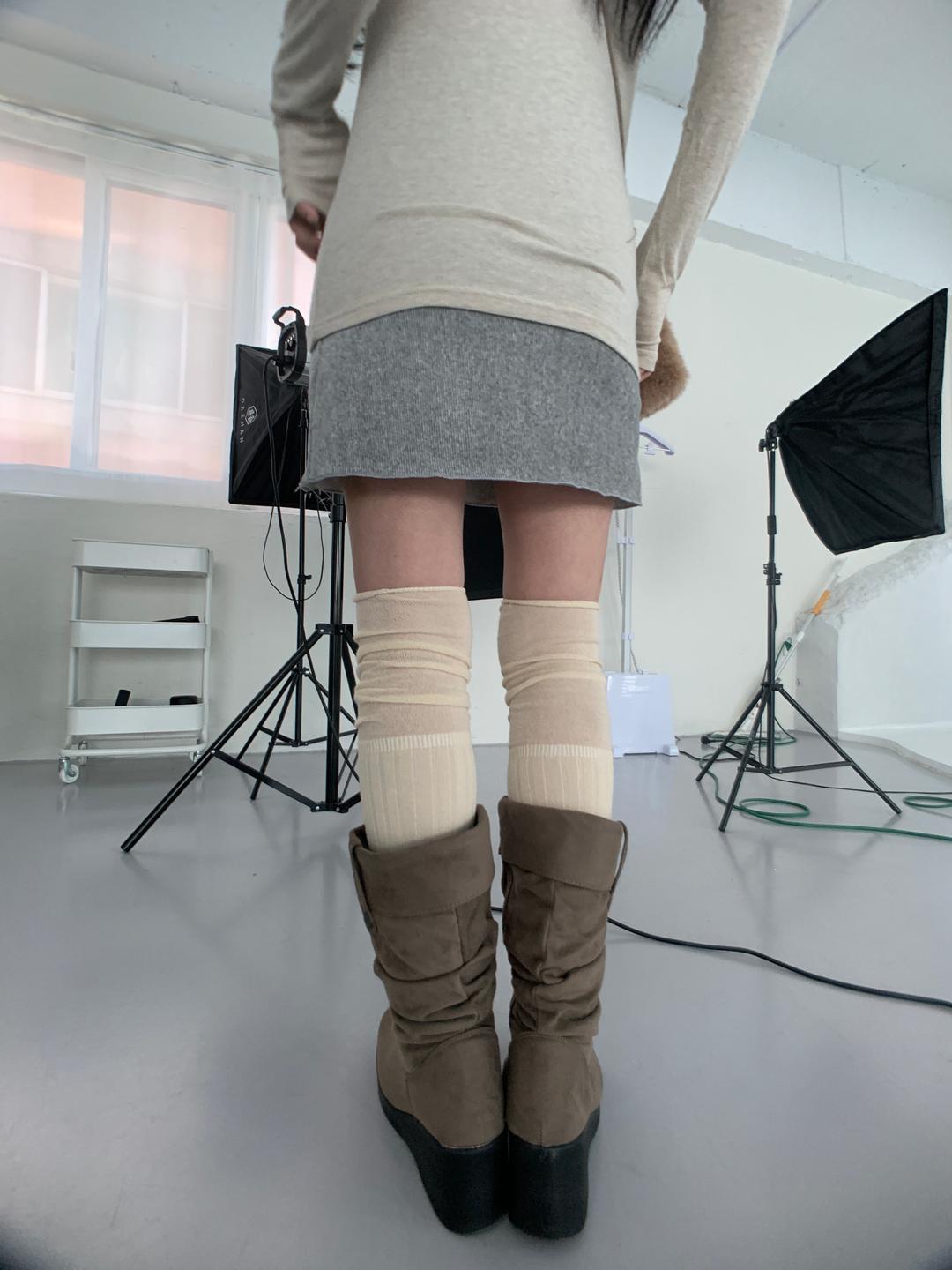 히피디피 2tone over knee socks (4color)