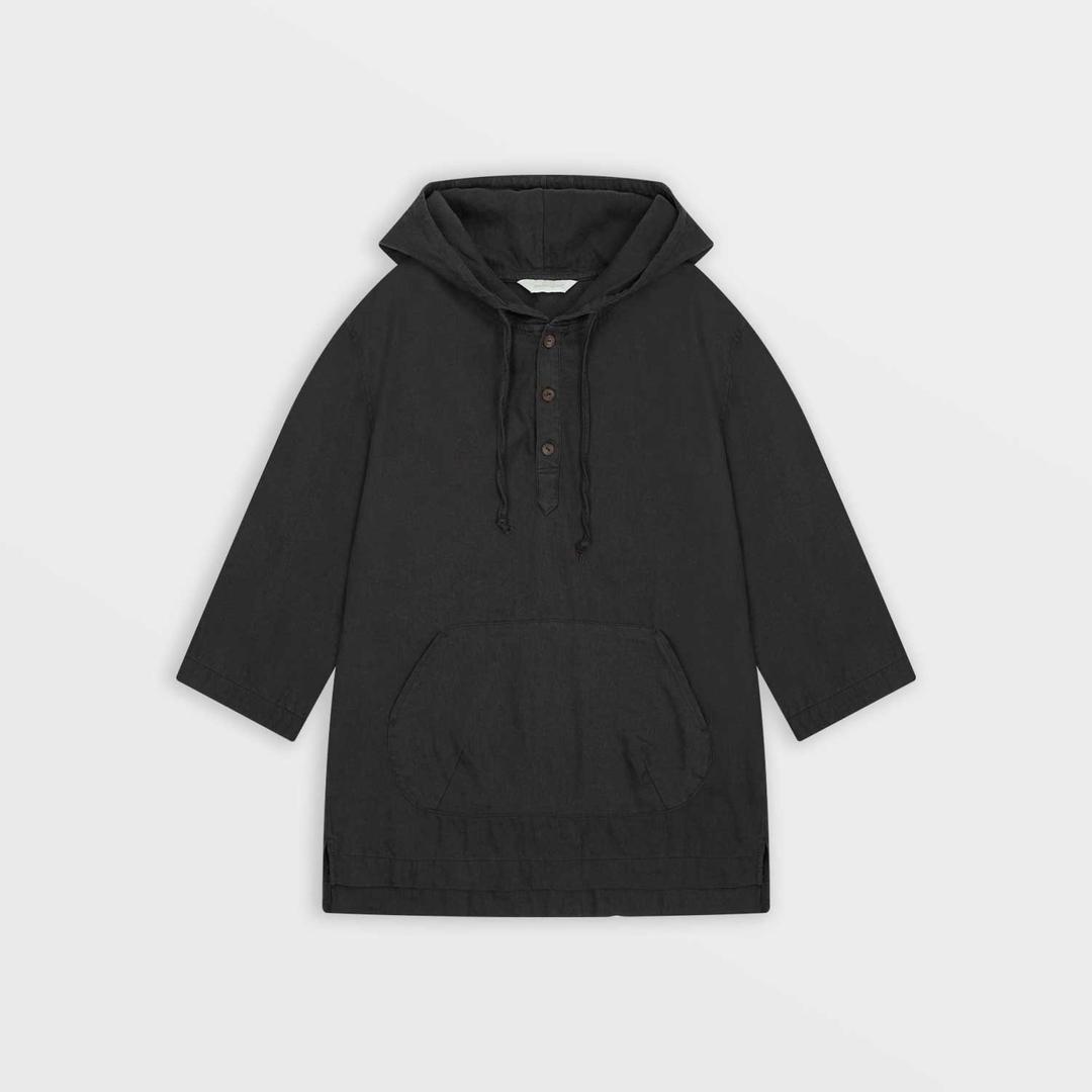 Washed Linen Hoodie (Charcoal)