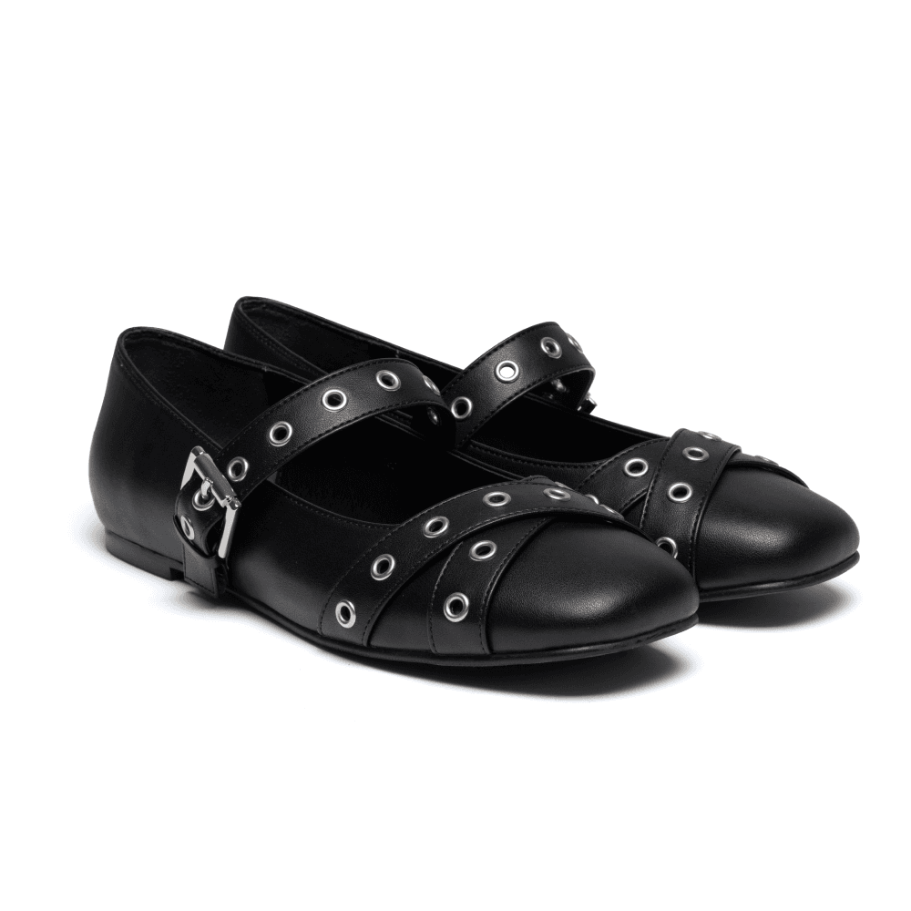 Big Eyelet Strap Maryjane - Black