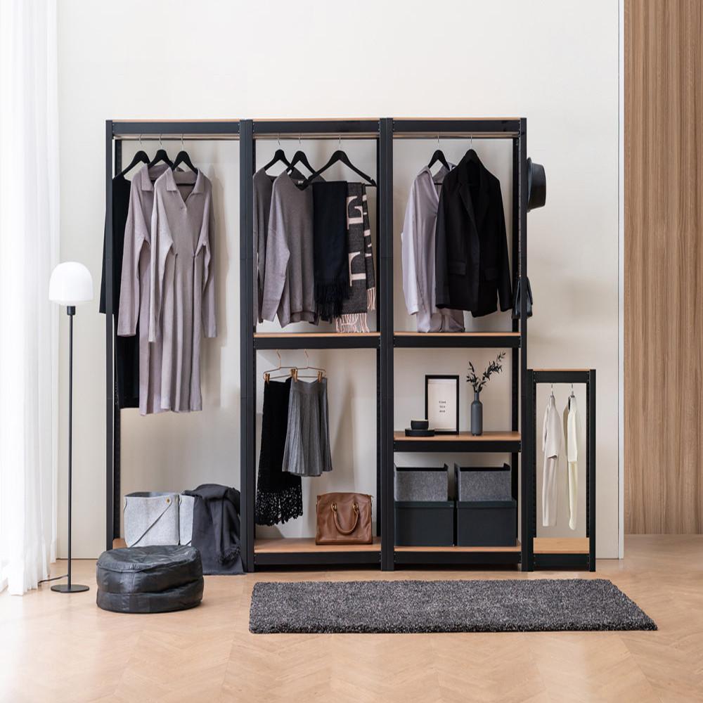 시스템행거 드레스룸 2단 옷걸이 행거 철제 선반 조립식 커튼 홈던트하우스