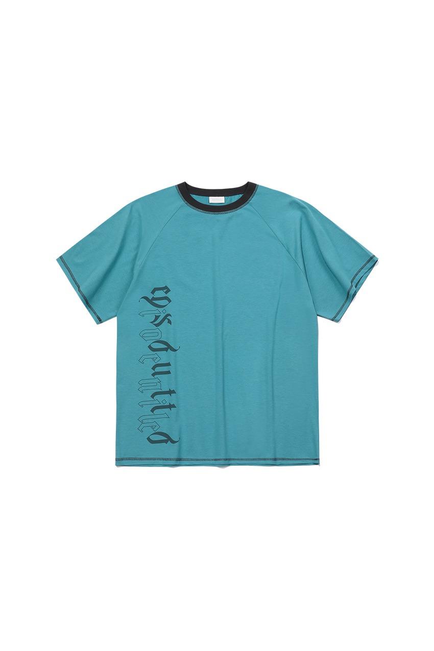 POINT STITCH RAGLAN PRINTING T-SHIRT_BLUE