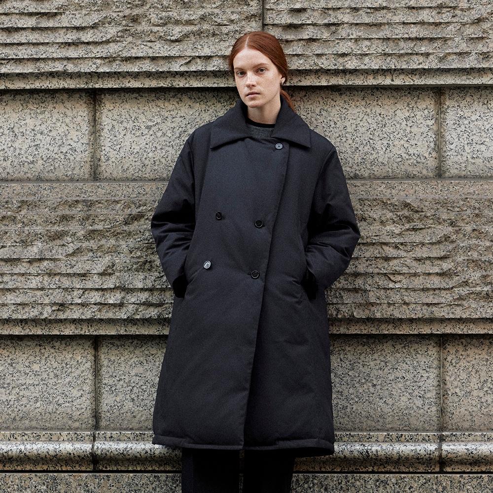 Goosedown Double Long Coat - Black