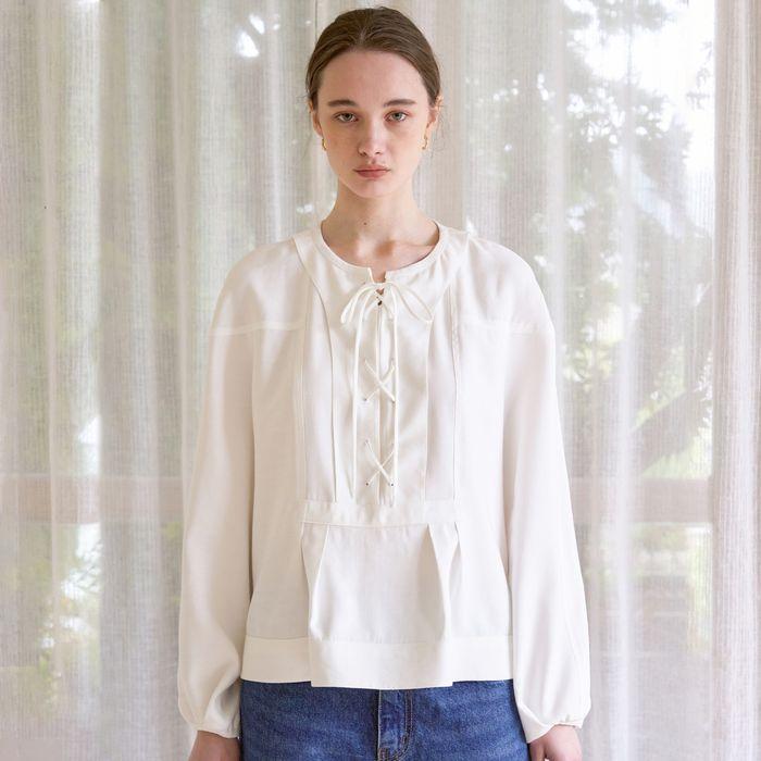 Joshua Lace up Blouse (Milk)