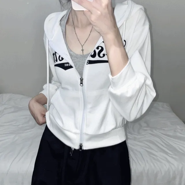 위스콘 세미크롭 투웨이 후드집업 (4color)