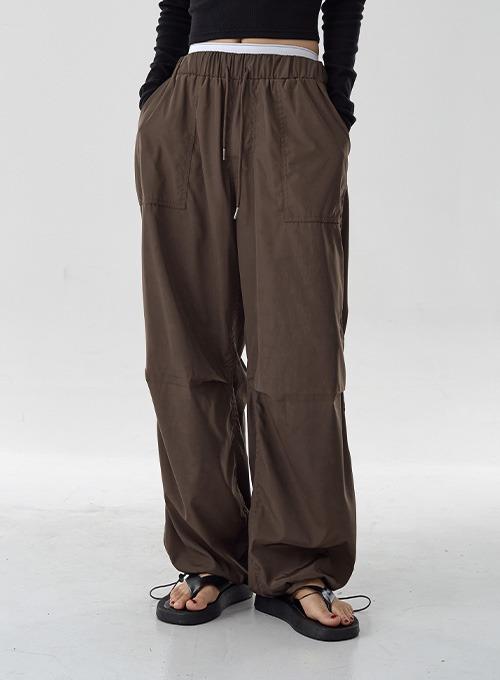 카리 셔링 스트링 와이드팬츠(UNISEX) C0808