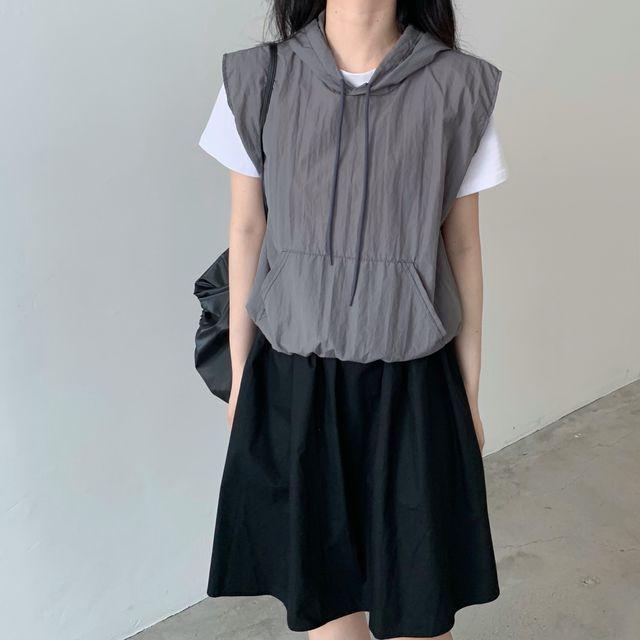 홀리 레이어드 나일론 포켓 후드 조끼 (3color)_인더모어