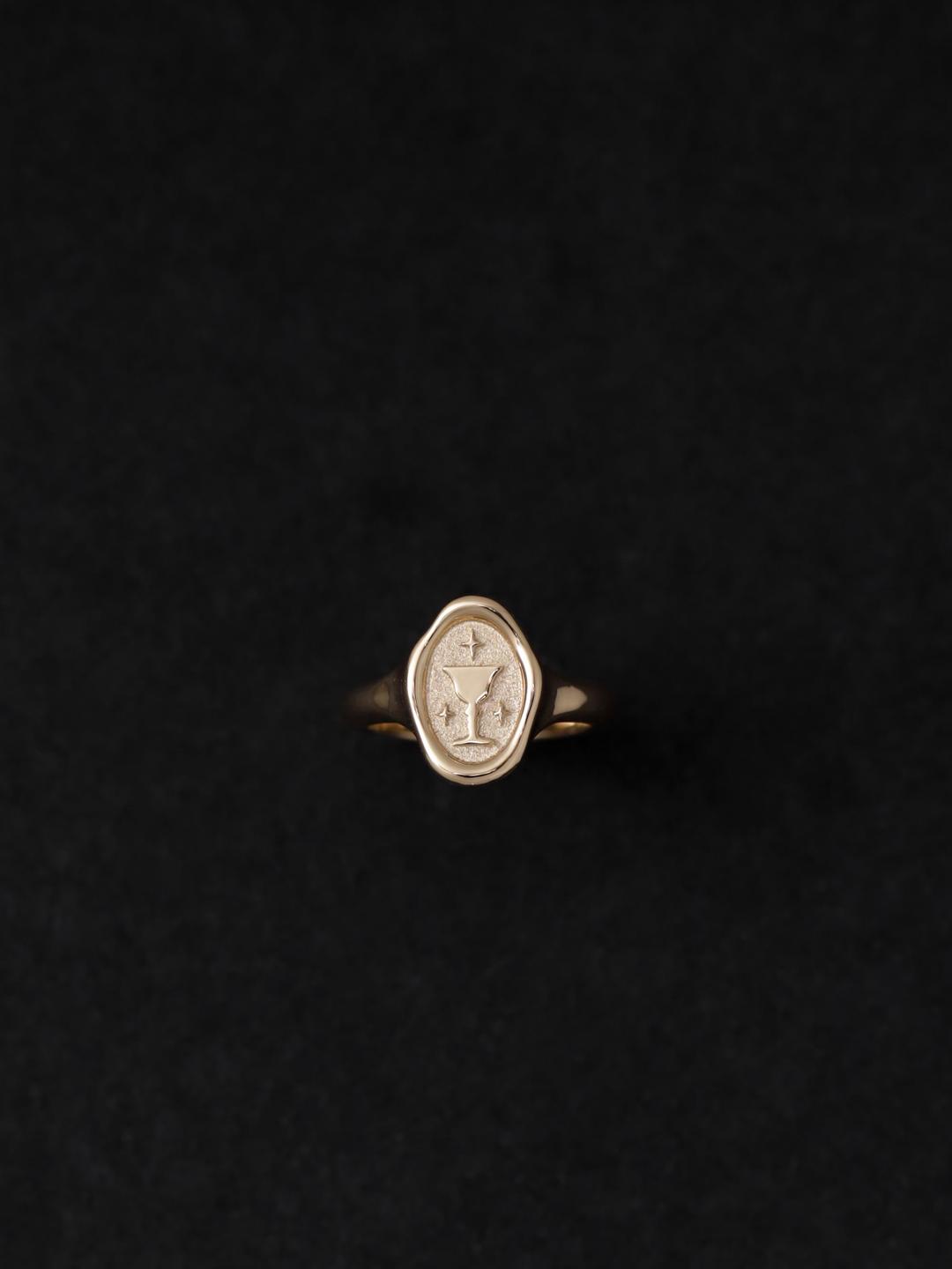 oval wax seal signet ring: goblet.