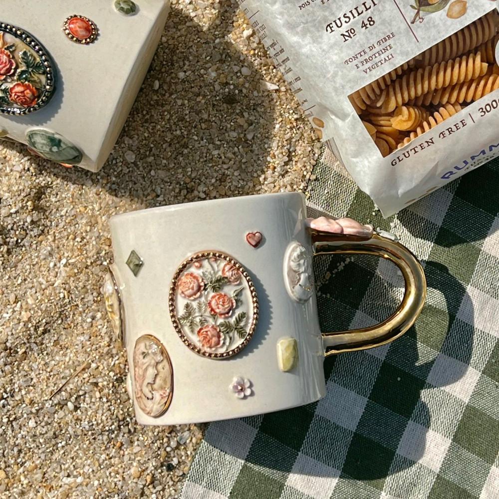 삐멜당 24k 예쁜 젬 머그컵 국산 도자기 선물하기 좋은 신혼 집들이 답례 선물포장 1P