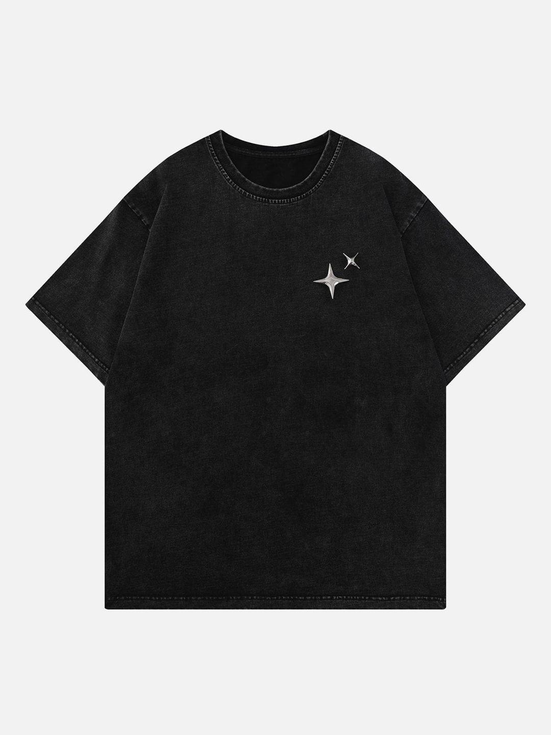 TALISHKO - Star Print Washed Tee - Black / S