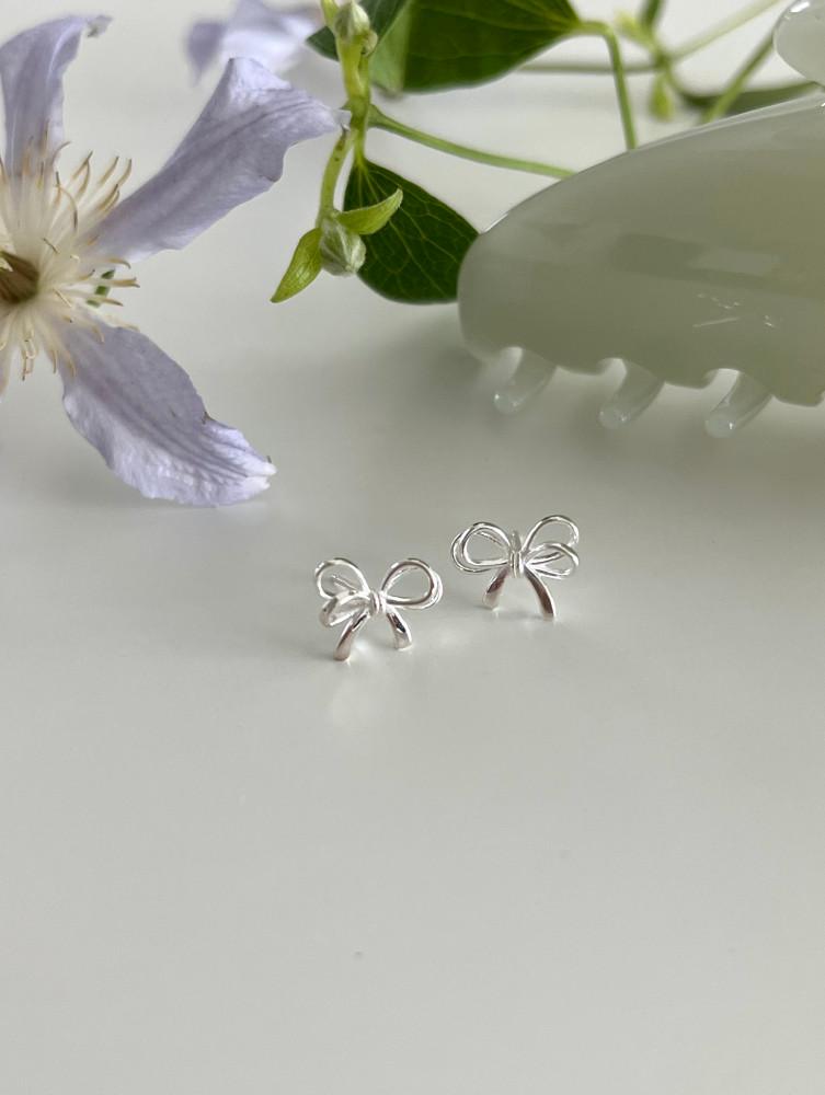 (크르와)실버925 슈슈 리본 귀걸이