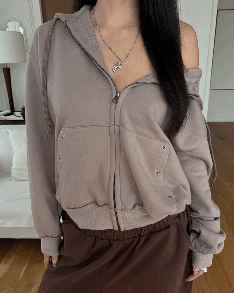 Eyelet hood zip-up (3 color)