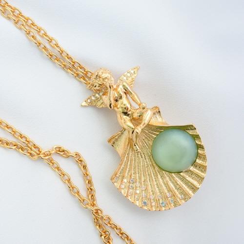 1990-2000s KIRKS FOLLY shell and fairy booch necklace