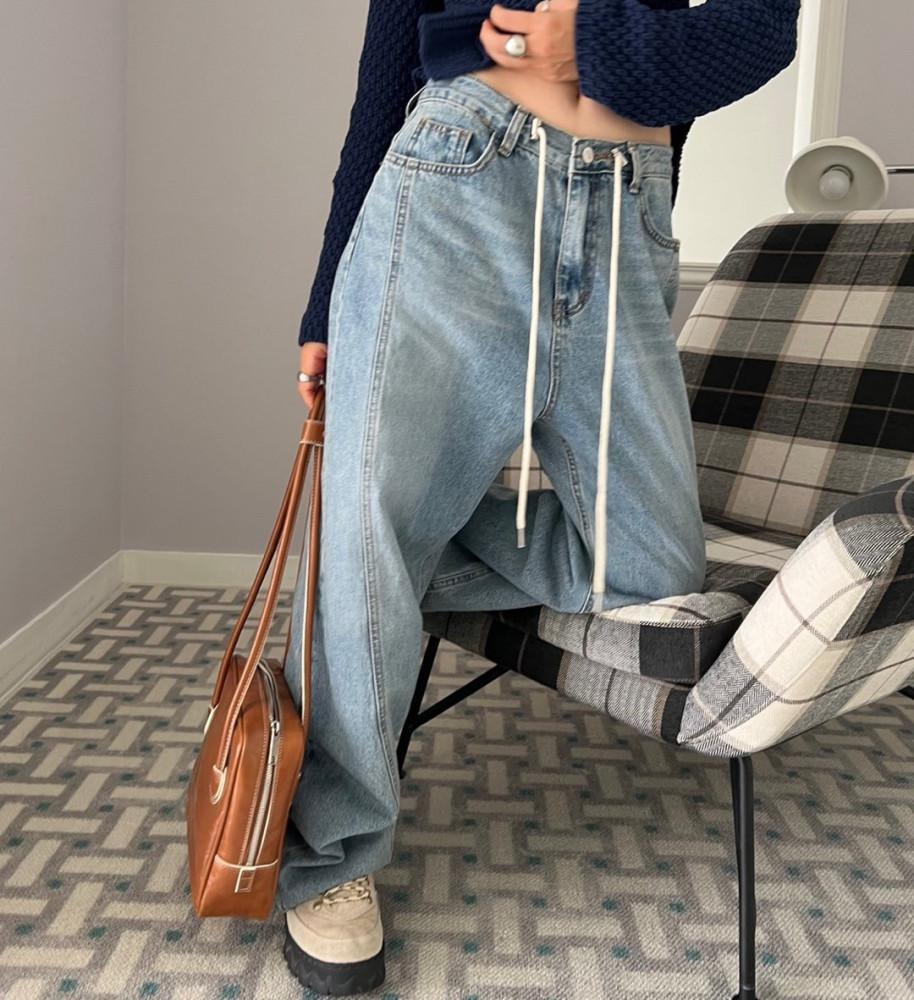 스트링 절개 데님