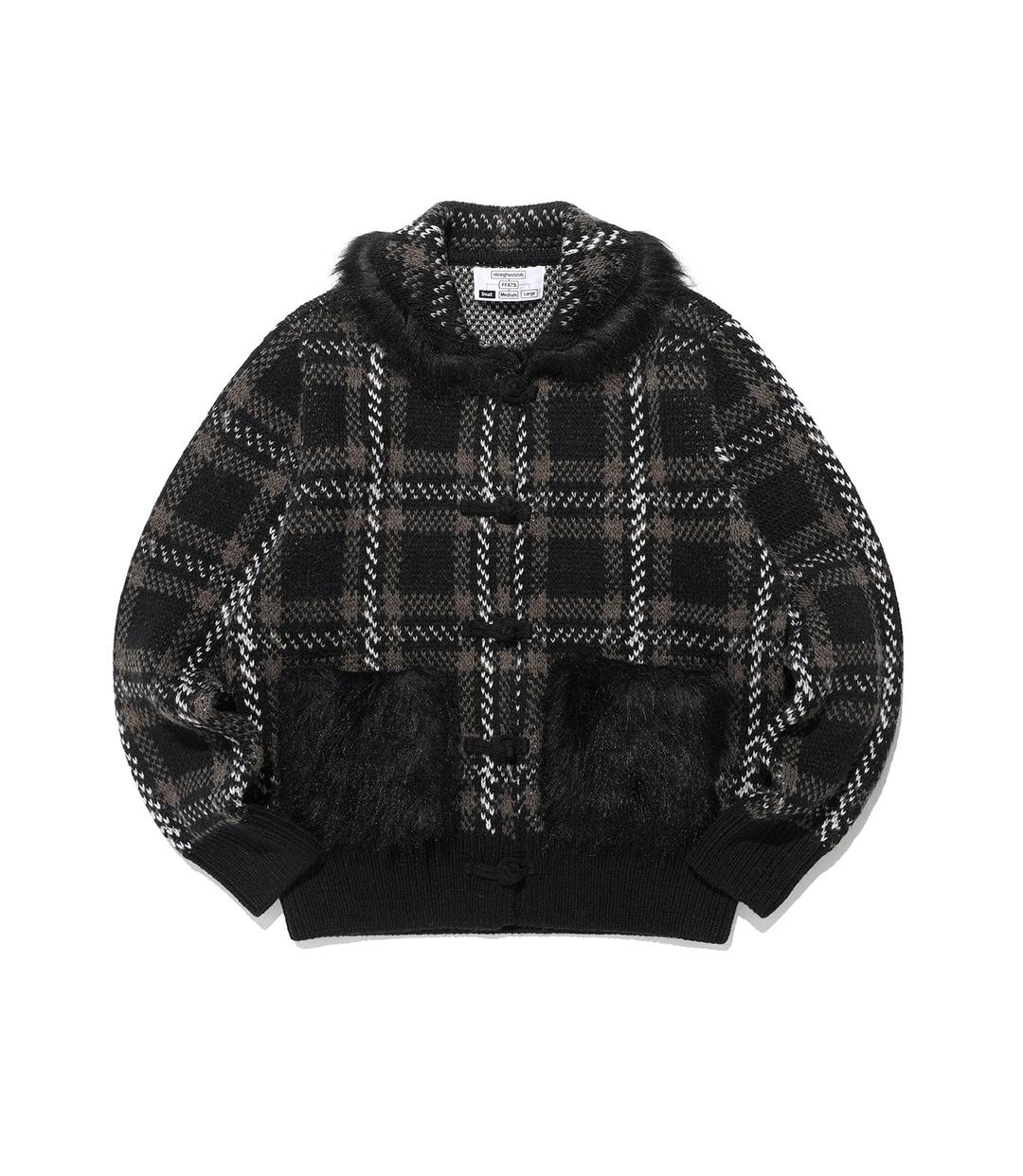 ffats check fur cardigan[black]