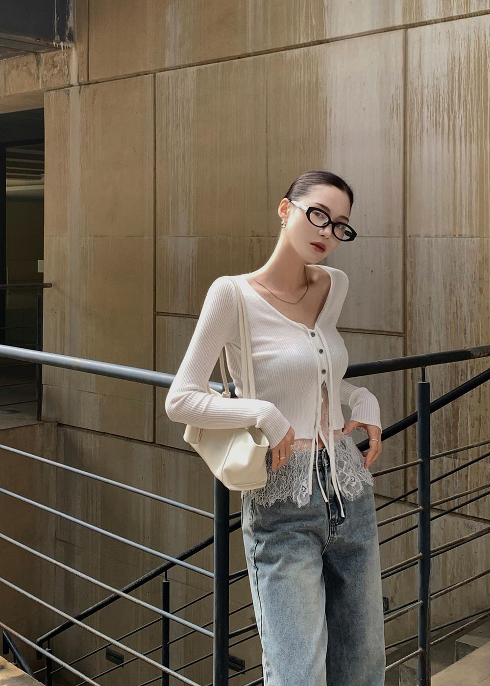 슈아 레이스 레이어드 가디건 (3color) 1933