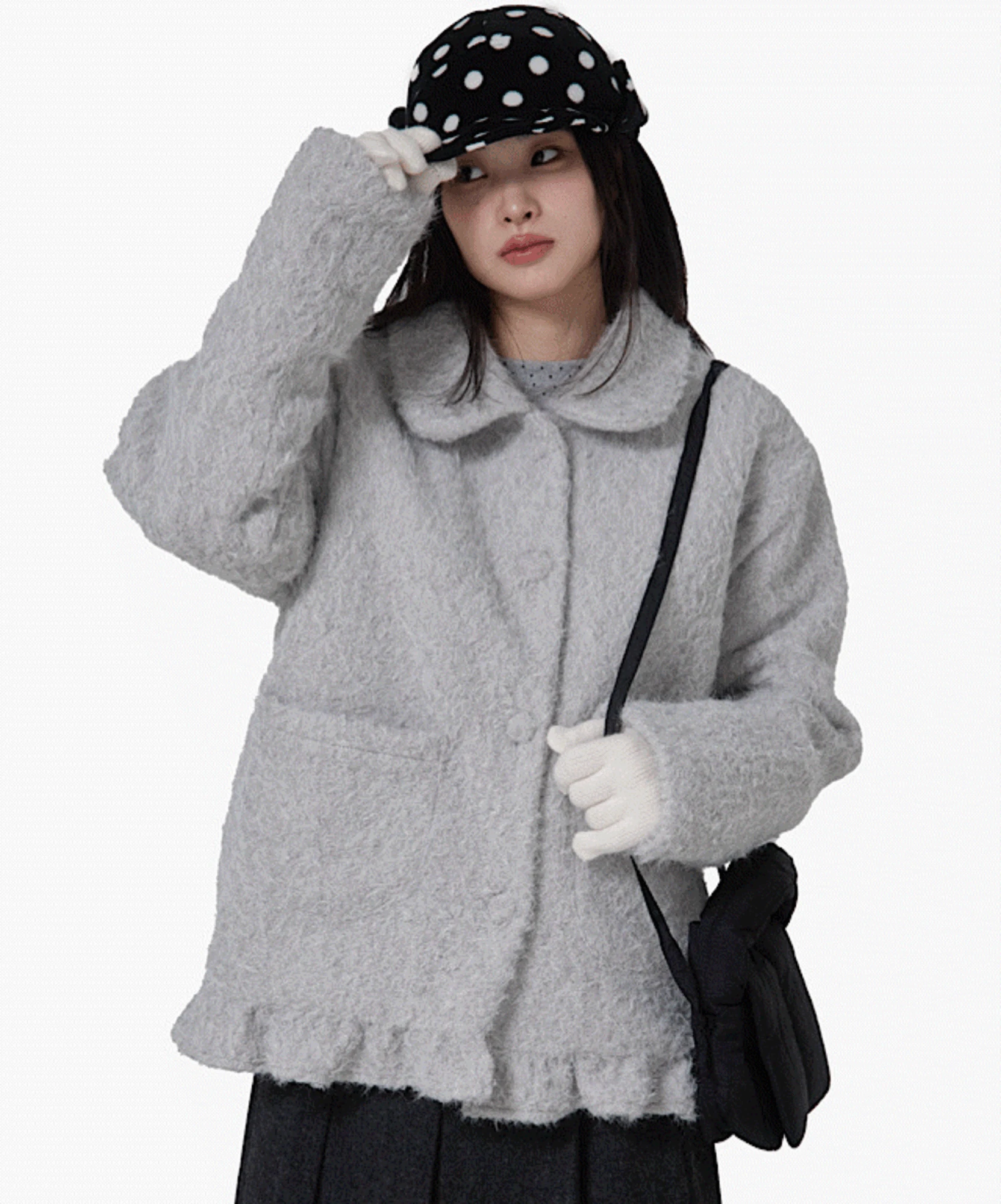 포근 프릴 하프코트(2cols)