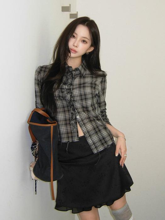 VINTAGE CHECK FRILL SHIRTS_(2 COLOR)