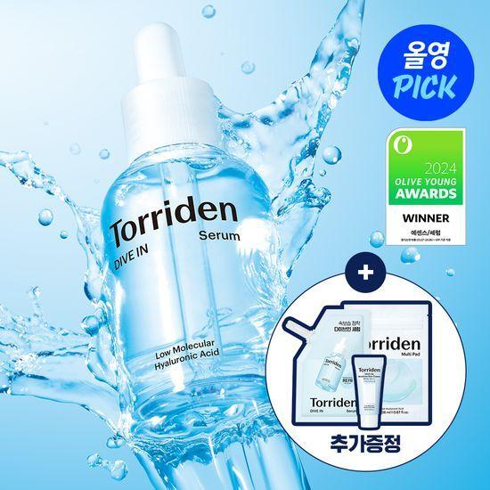 [올영픽]토리든 다이브인 저분자 히알루론산 세럼 50ml 리필 한정기획 (+50ml 리필+선크림 20ml+패드 10매)