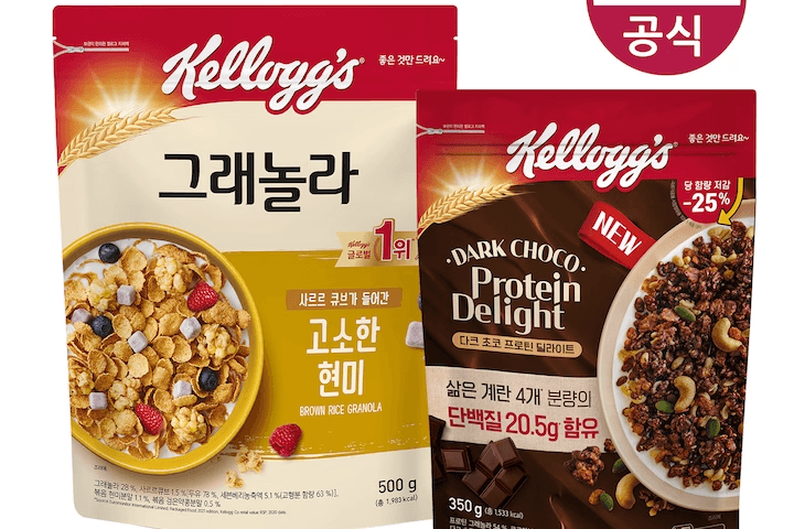 시리얼 다크초코 프로틴 딜라이트 350g + 큐브 현미 그래놀라 500g
