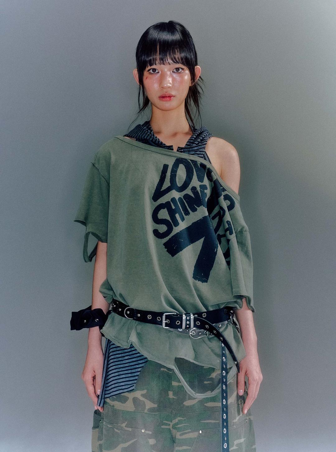 DION CUT-OUT BOX T-SHIRTS KHAKI