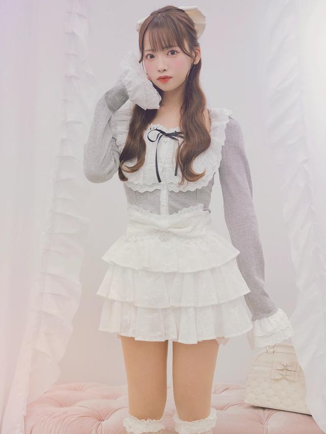 PIUM ハートボタンティアードリブワンピース - 위시버킷