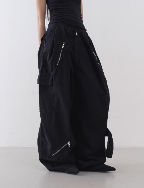 로웨어 zipper bold tuck cargo pants