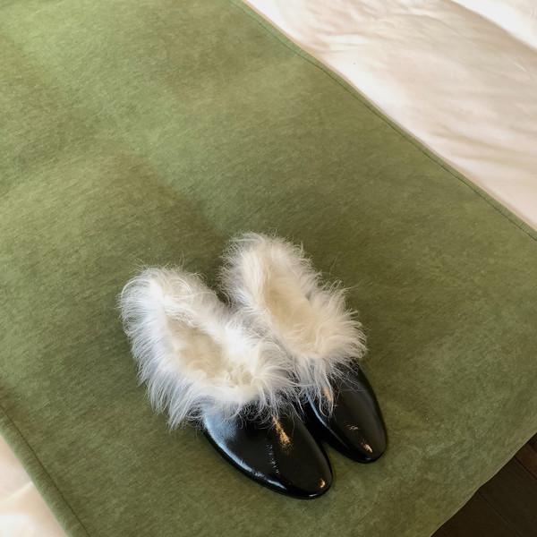 SHMA White wool soft sole ballet flats