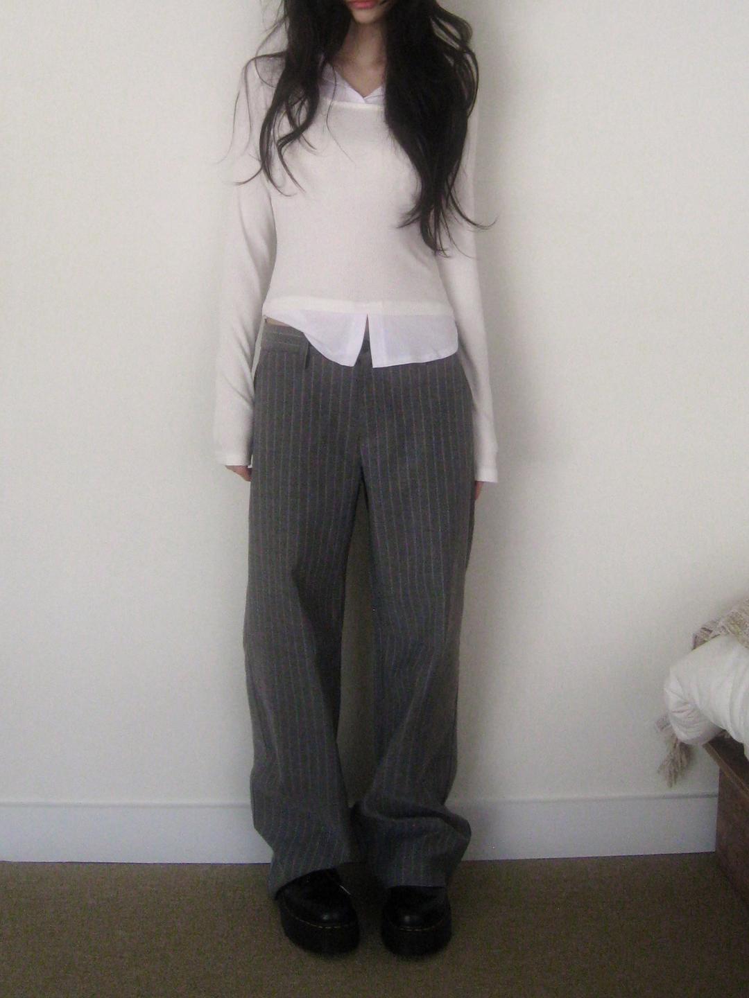 loose pinstripe slacks