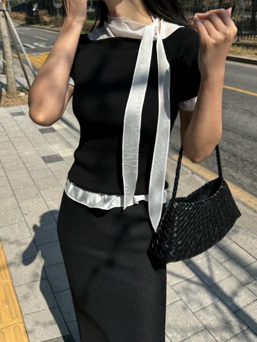 레아 스카프 블라우스 니트 셋업