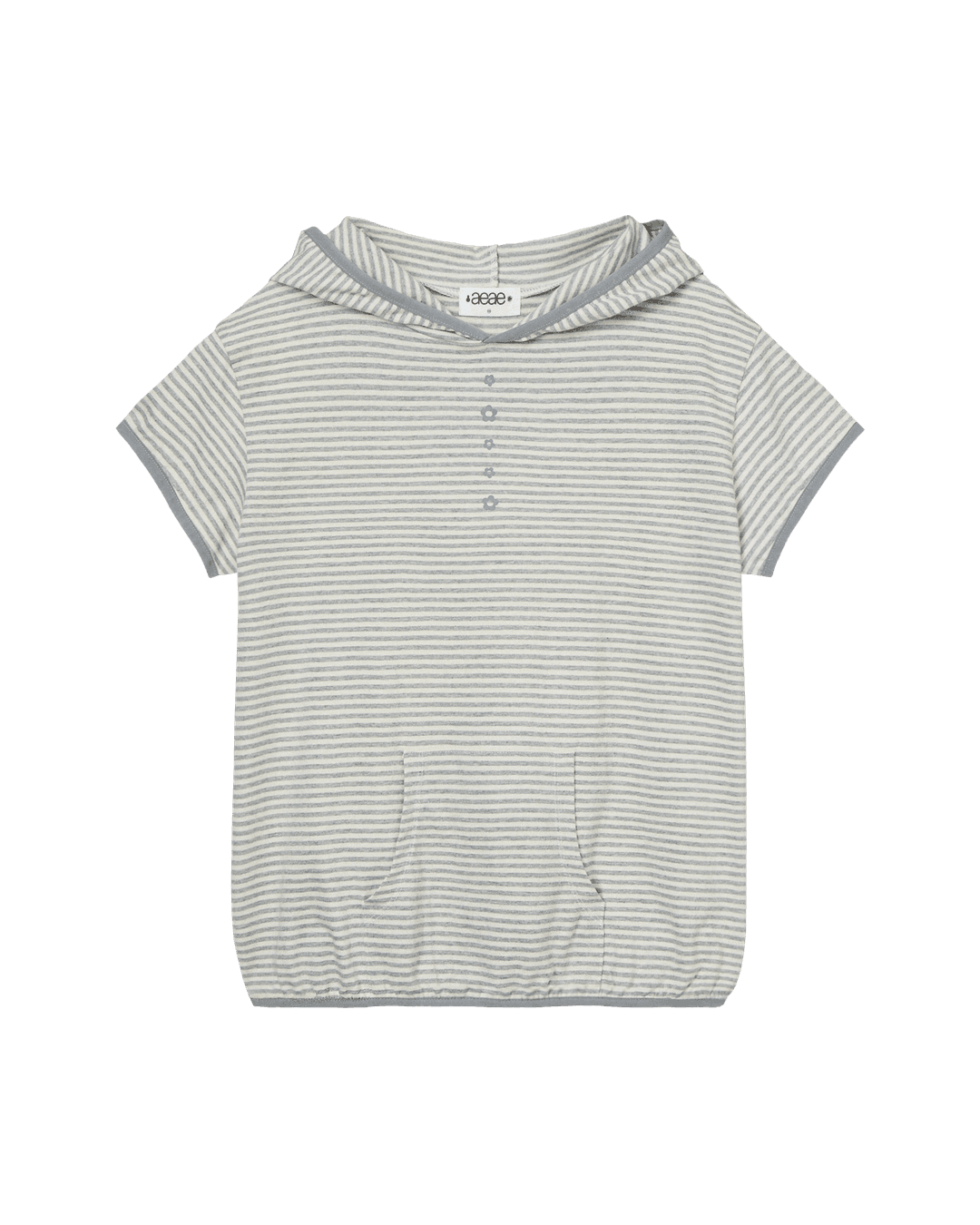 STRIPE HALF SLEEVE HOODIE [GREY]