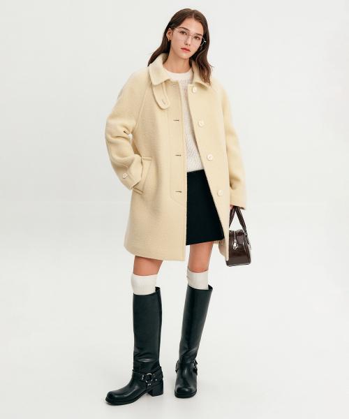 헤일리 울 부클 하프 코트_버터 / HAILY WOOL BOUCLE HALF COAT_BUTTER