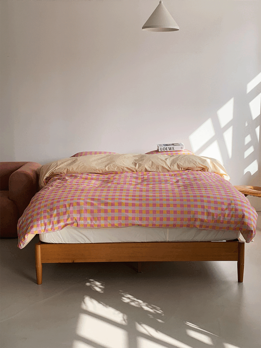 로제드 파리 체크 60수 고밀도 호텔침구 - Vivid pink (S/Q/K)