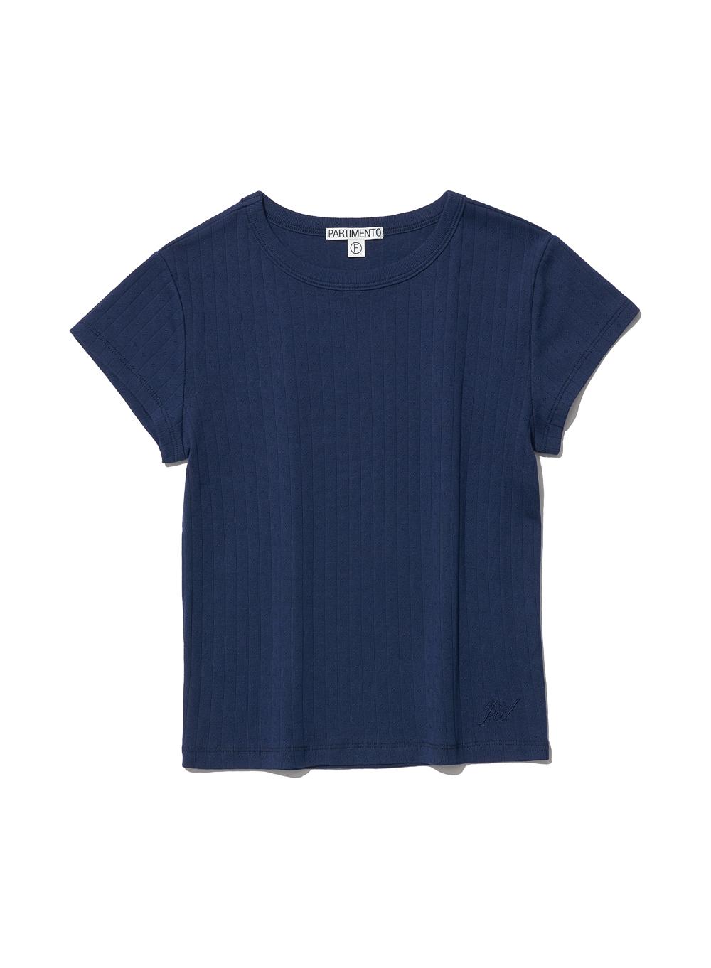 [WOMEN] LACE PUNCHING 90s SHORT SLEEVE TEE_NAVY