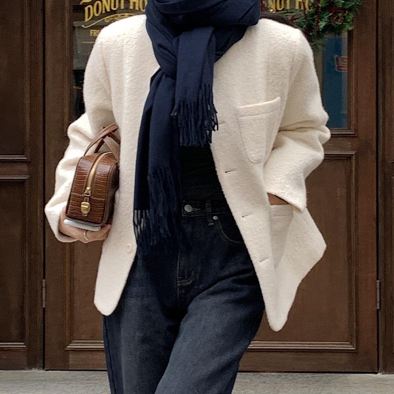 [2026신년자켓❄️/복슬복슬/120사이즈][+S,M,L사이즈][Made]파베 라운드 포켓 미디 울 자켓 - 2 color (울 100%)