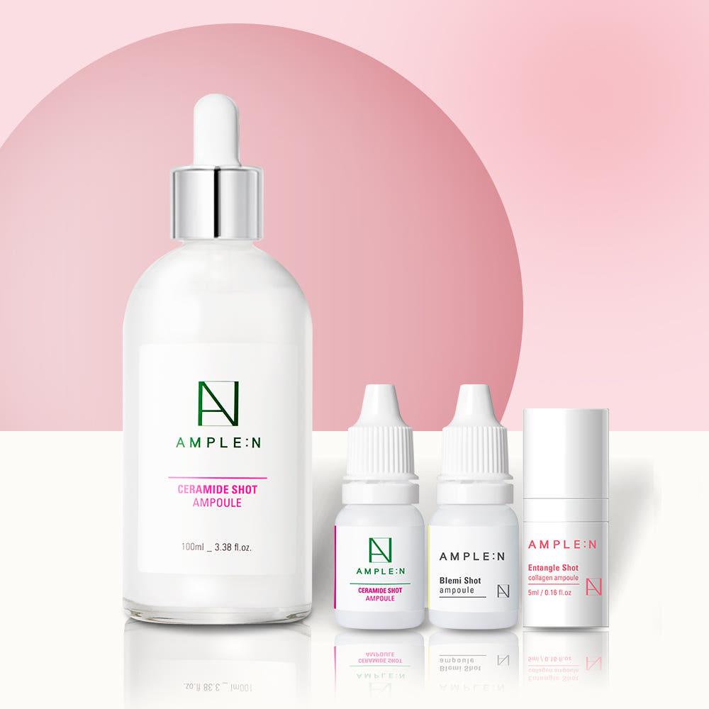 [미니 3종 증정] 앰플엔 세라마이드샷 보습장벽 앰플 대용량 100ml 화잘먹 치트키 피부장벽 강화 앰플 [+증정: 미니 앰플 10mlX3종(세라,인탱글,블레미)]