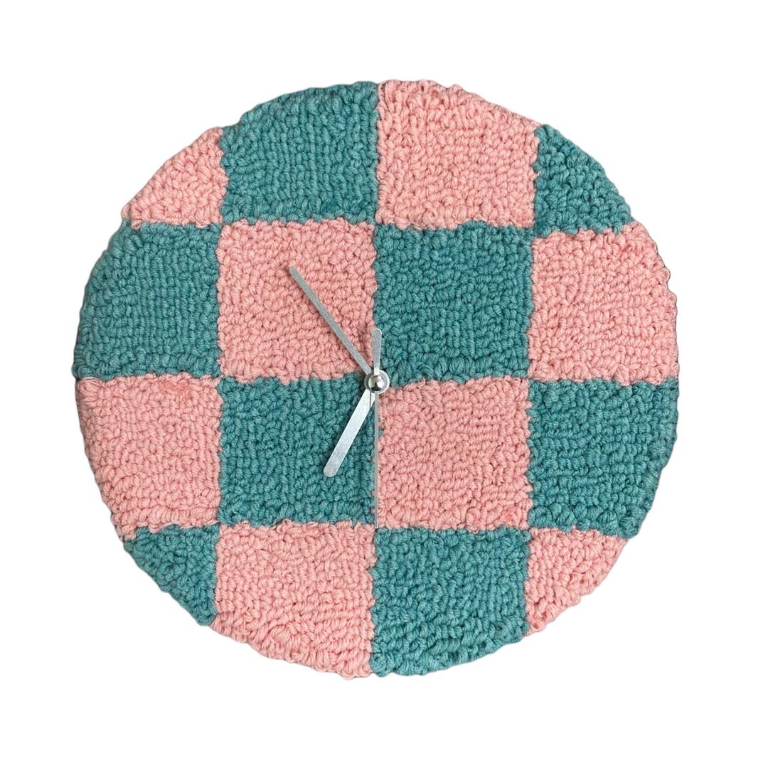체커보드 무소음 터프팅 벽시계│Checkerboard silent tufting wall clock