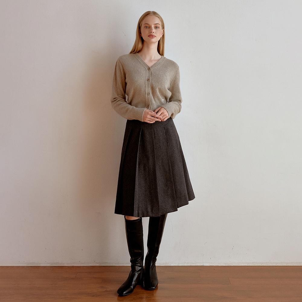 Mute wool pleats skirt (charcoal)
