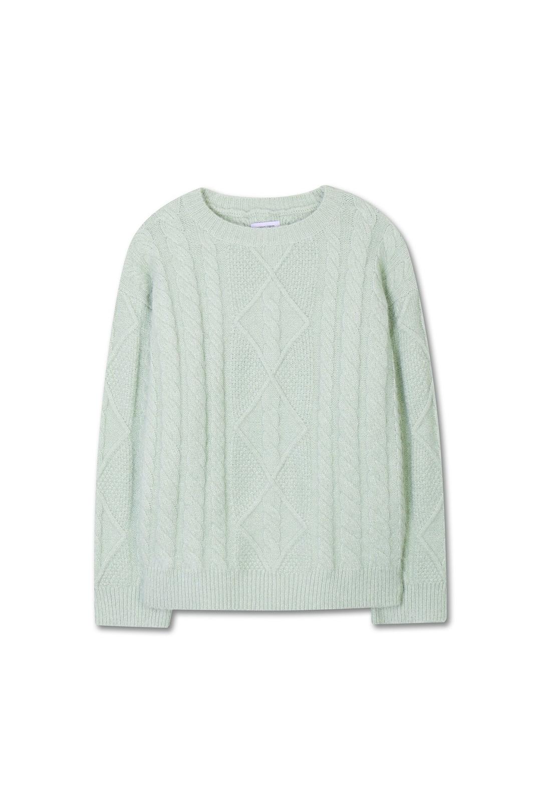 FISHERMAN CABLE WOOL KNIT CREAMY MINT